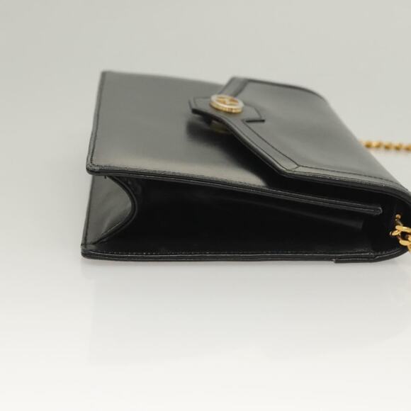 GUCCI Chain Shoulder Bag Leather Black Gold - Picture 4 of 16